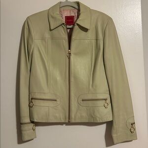 COLE HAAN Apple Green Lamb Skin Leather Jacket Tailored Fit in Size L